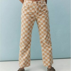 Ragged Priest The Dad Checkerboard Jeans. 32 tan and cream.
